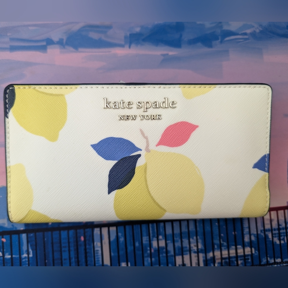 Kate Spade cameron lemon zest large slim bifold wallet